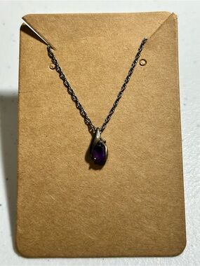 Kay Jewelers Silver Chain Necklace with Purple Teardrop Stone